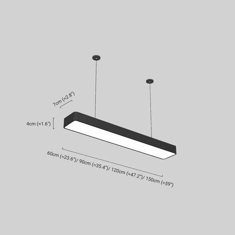 Minimalist Black Pendant Light Acrylic Rectangular Study Room