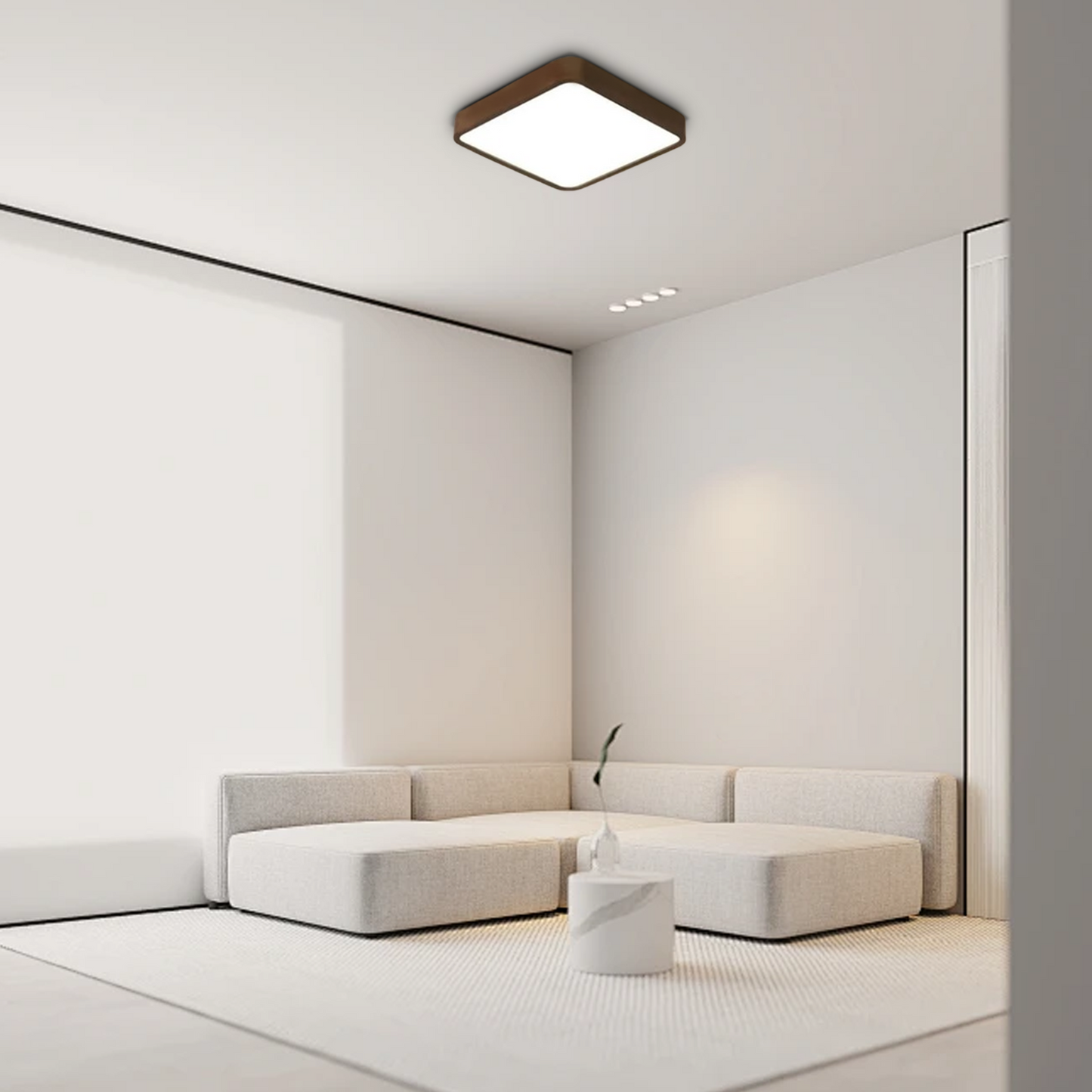 Modern Walnut Ceiling Light Acrylic Round Bedroom