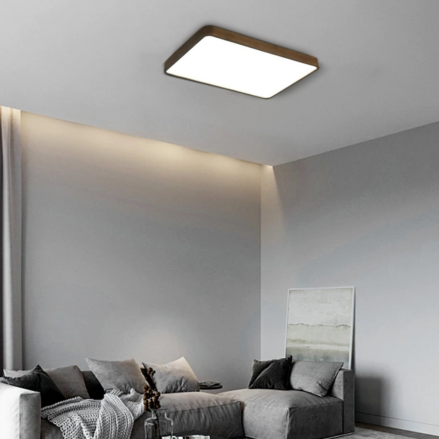 Modern Walnut Ceiling Light Acrylic Round Bedroom