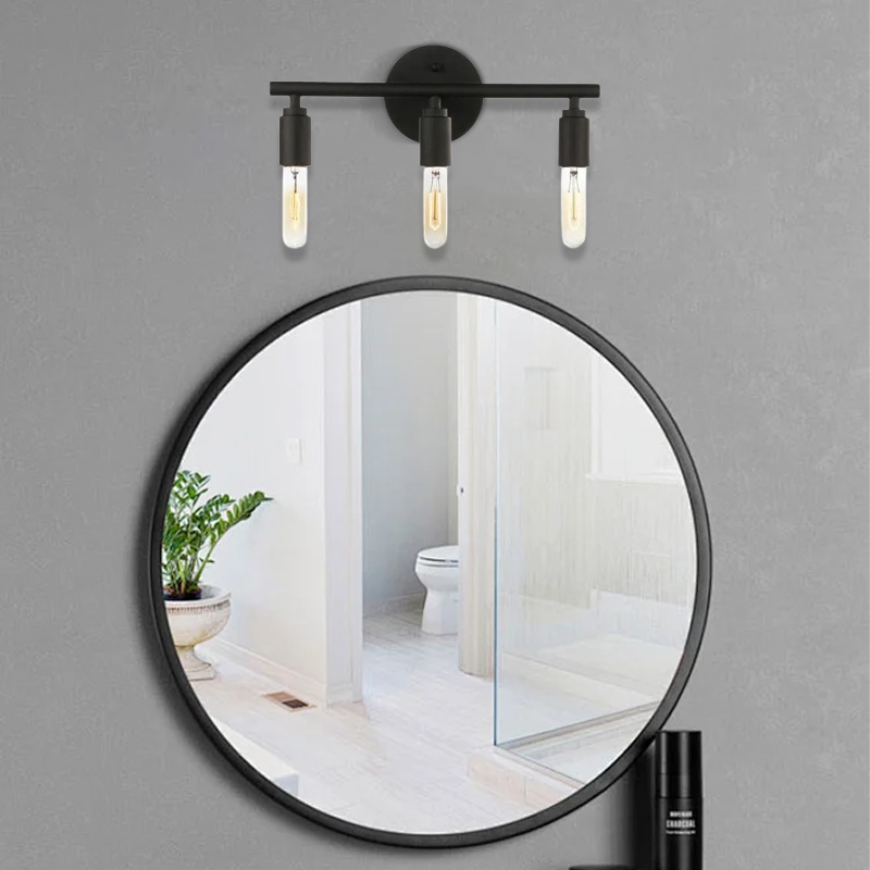 Industrial Black Wall Lamp Metal Strip Bathroom