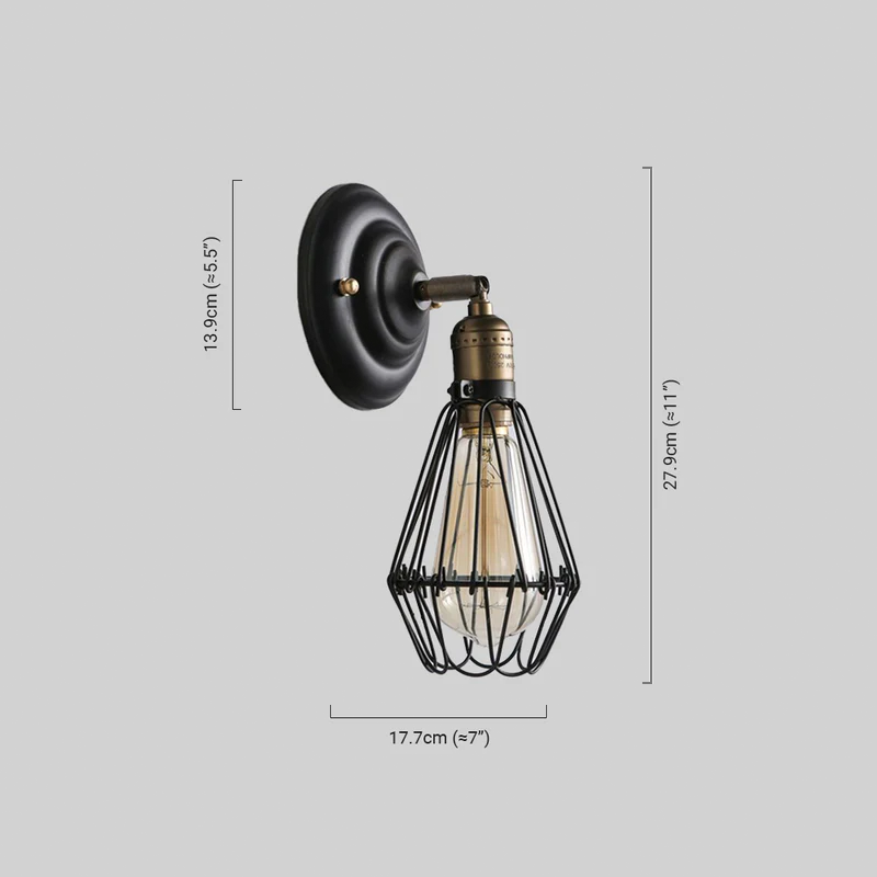 Industrial Black/Rust Wall Lamp  Metal Lantern Living Room