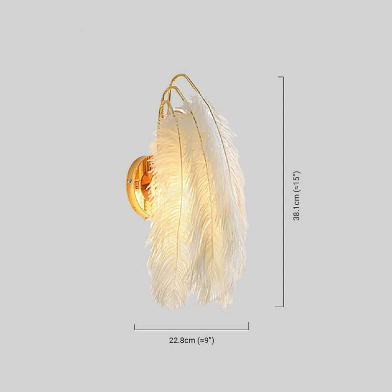 Art Deco White Wall Lamp Feather Cloudy  Living Room