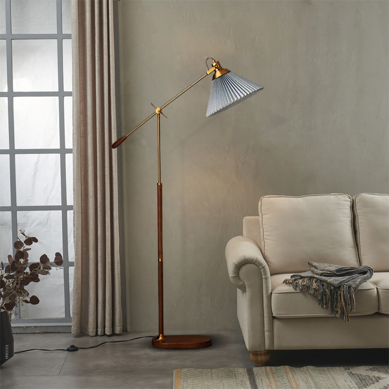 Vintage White Floor Lamp Metal Fabric Living Room