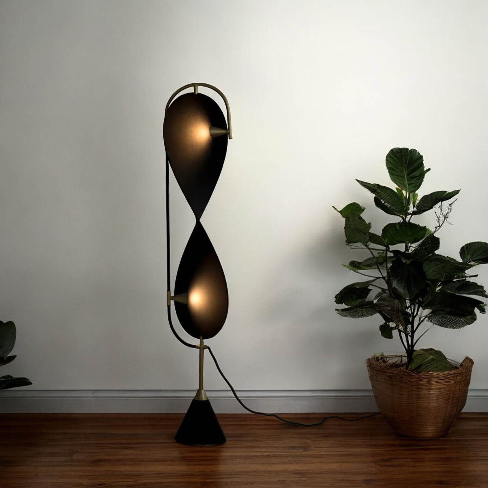 Art Deco Black Floor Lamp Metal Geometric Living Room