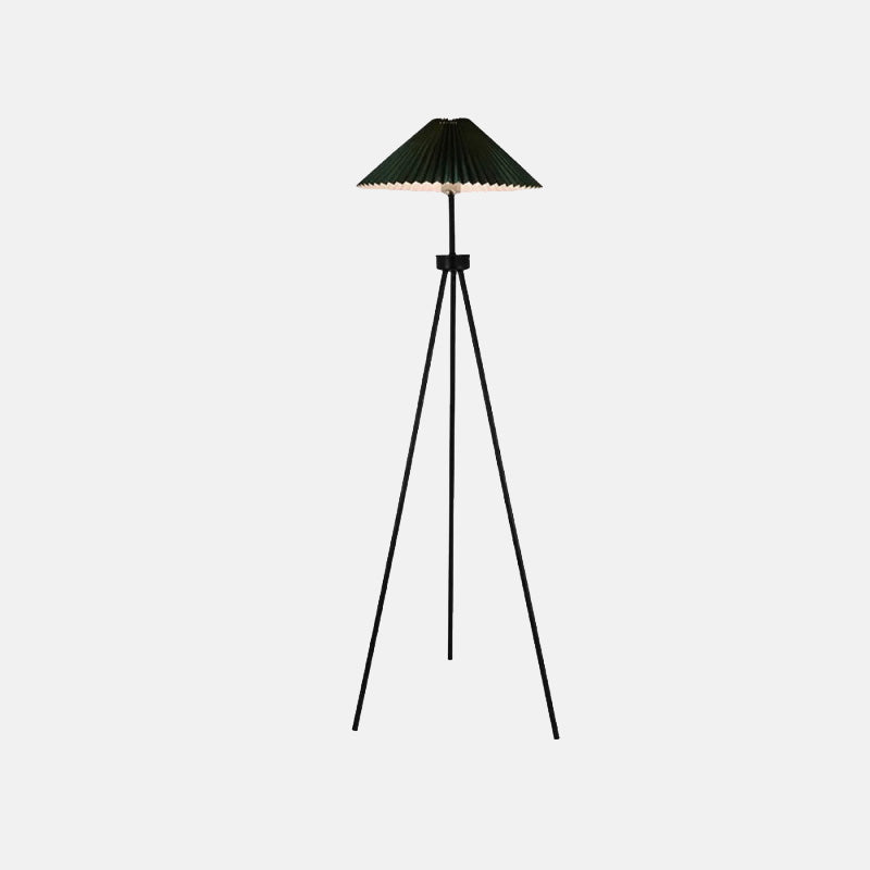 Modern Black Floor Lamp Metal Fabric apered Bedroom