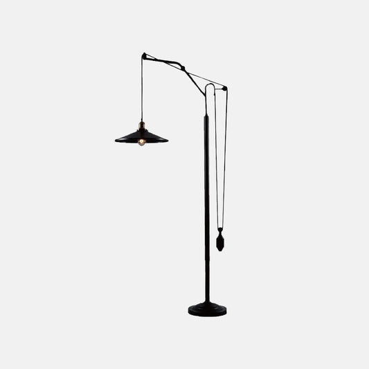 Designer Black Floor Lamp Metal Frisbee Study Room