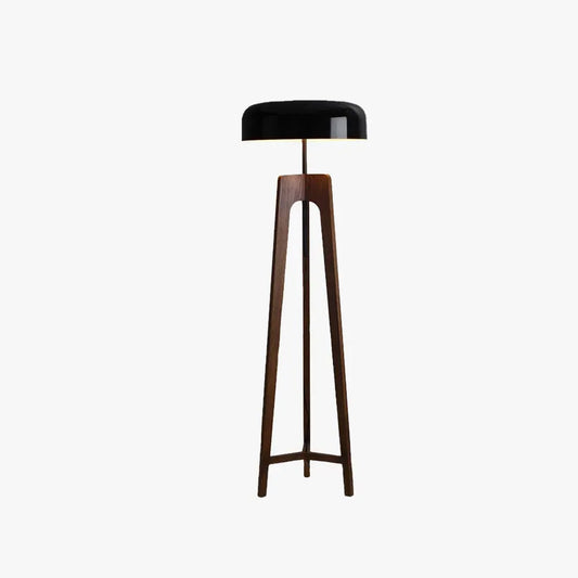 Modern Black Floor Lamp Metal Wood Tripod Living Room