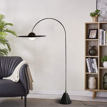 Nordic Black Floor Lamp Metal Round Living Room