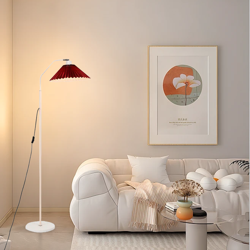 Minimalist White Floor Lamp Metal Hooded Living Room