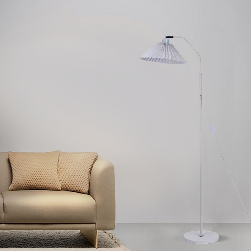 Minimalist White Floor Lamp Metal Hooded Living Room