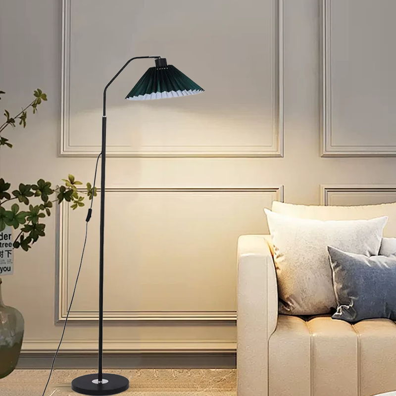 Minimalist White Floor Lamp Metal Hooded Living Room