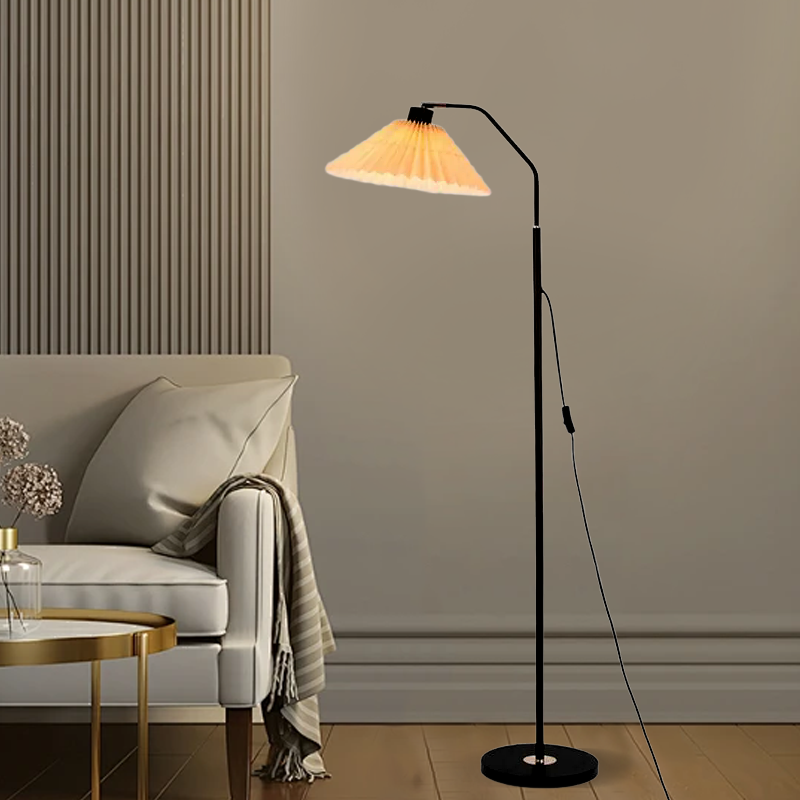 Minimalist White Floor Lamp Metal Hooded Living Room