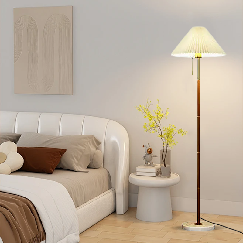 Modern White Floor Lamp Metal Hooded Bedroom