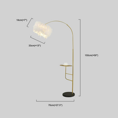 Art Deco Feather Floor Lamp with Shelf Dimension