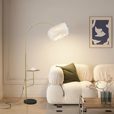 Art Deco Feather Floor Lamp with Shelf Living Room