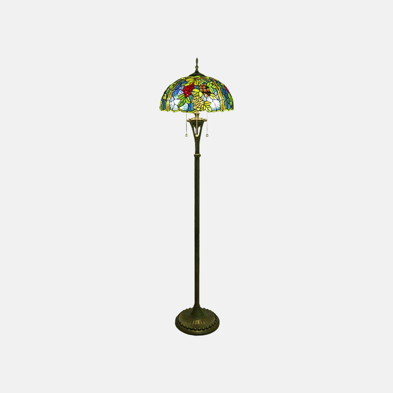 Vintage Green Floor Lamp Metal Glass Dining Room