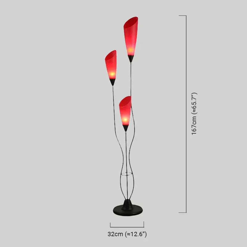 Art Deco Red Floor Lamp Metal Acrylic Torchiere Living Room