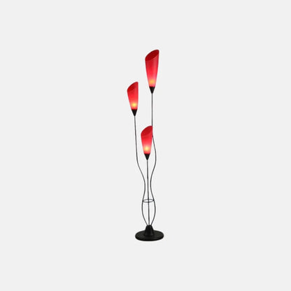 Art Deco Red Floor Lamp Metal Acrylic Torchiere Living Room