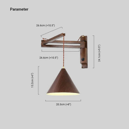 Modern Wood Walnut Wall Light Funnel Shaped Living Room