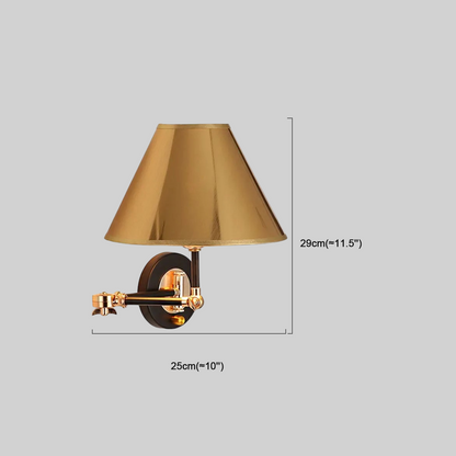 Modern Gold Wall Lamp Metal Hooded Bedroom