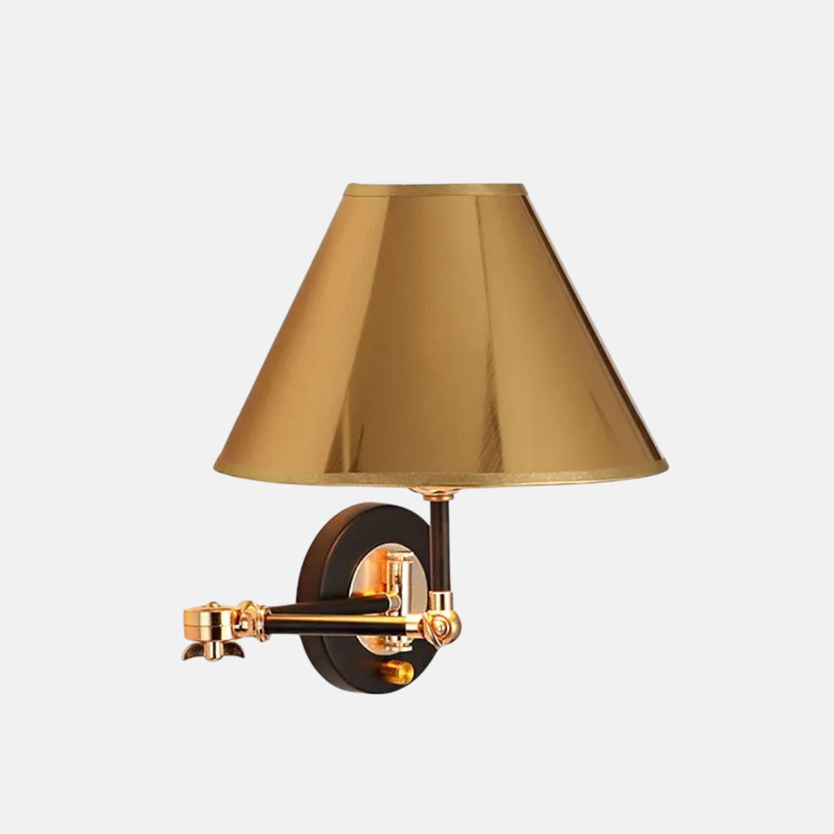 Modern Gold Wall Lamp Metal Hooded Bedroom