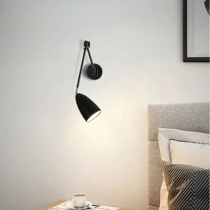 Modern Black Wall Lamp Metal Hooded Living Room