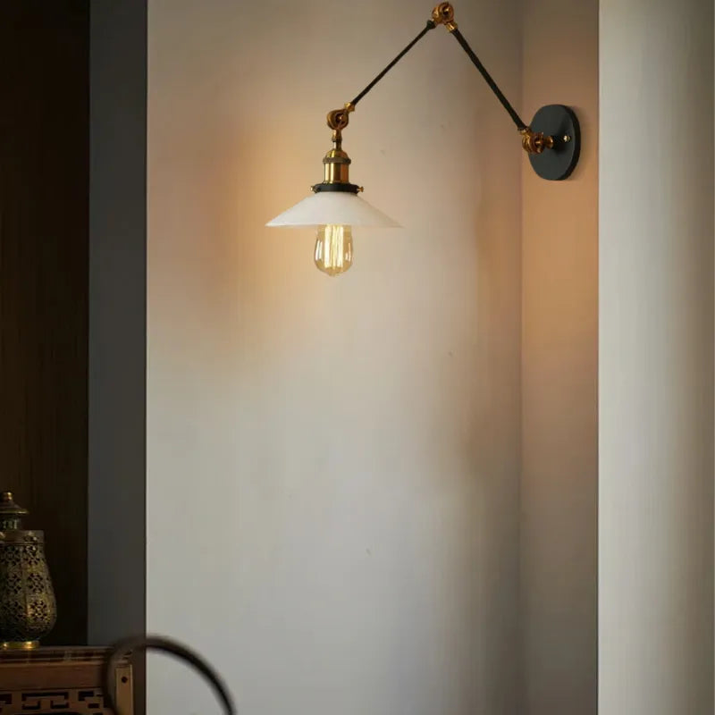 Industrial Black/Brass Wall Lamp Metal Indoor Bedroom