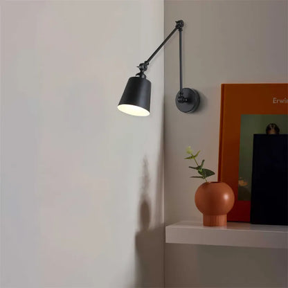 Modern Black/White Wall Lamp Metal Hooded Bedroom