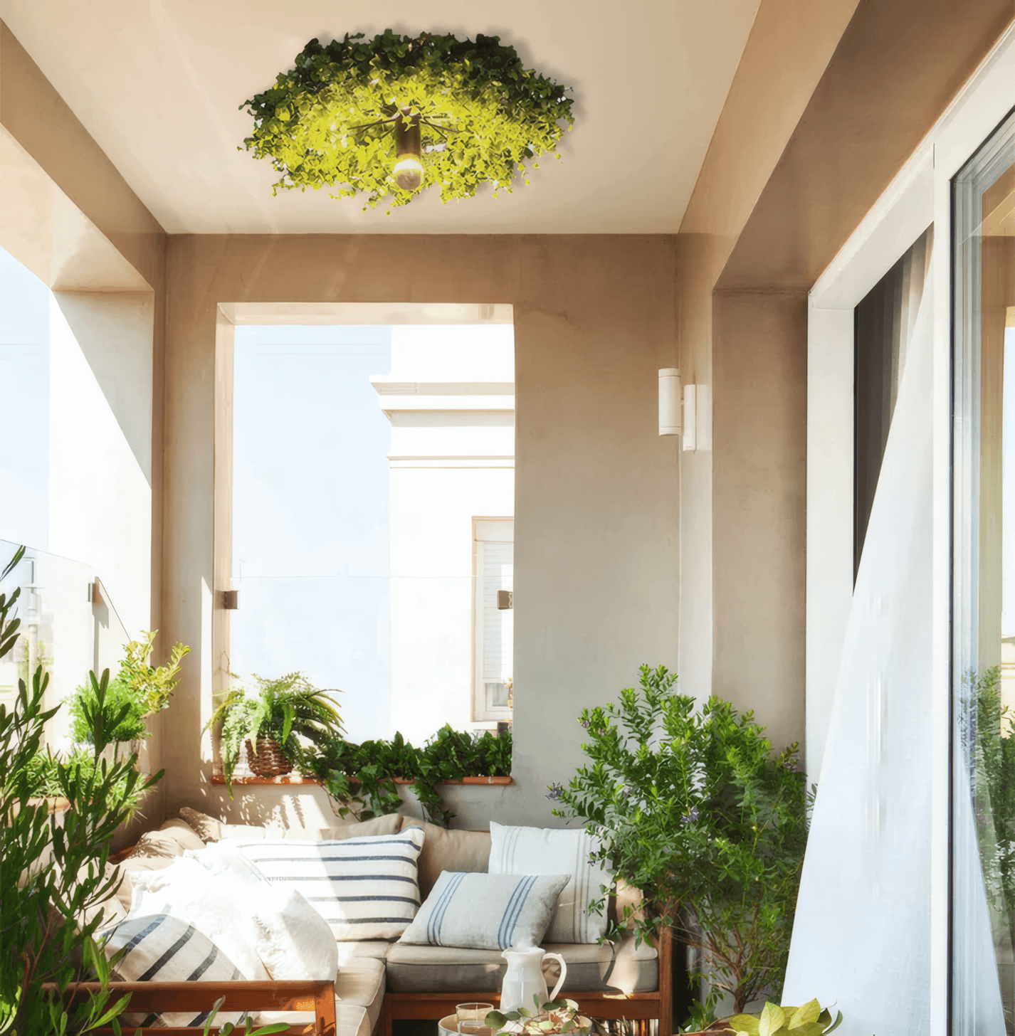 Nature Green Ceiling Light in Cozy Balcony