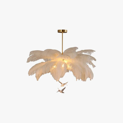 Art Deco White Pendant Light Feather Dining Room