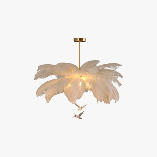 Art Deco White Pendant Light Feather Dining Room