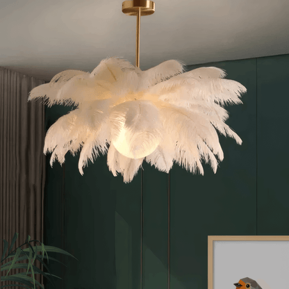 Art Deco White Pendant Light Feather Dining Room