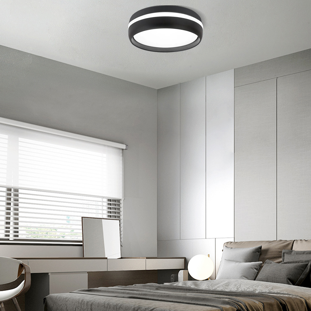 Modern Black Ceiling Light Round Bedroom