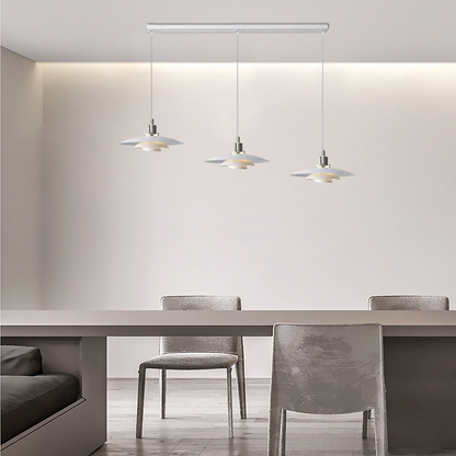 Modern White Pendant Light Metal Frisbee Kitchen