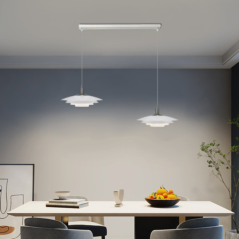 Modern White Pendant Light Metal Frisbee Kitchen