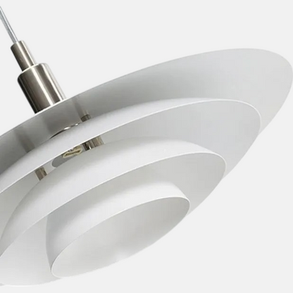 Modern White Pendant Light Metal Frisbee Kitchen