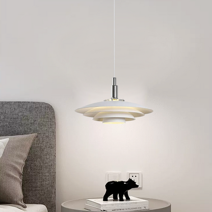 Modern White Pendant Light Metal Frisbee Kitchen