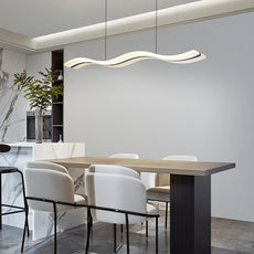 Minimalist White Pendant Light Acrylic Wave Dining Room