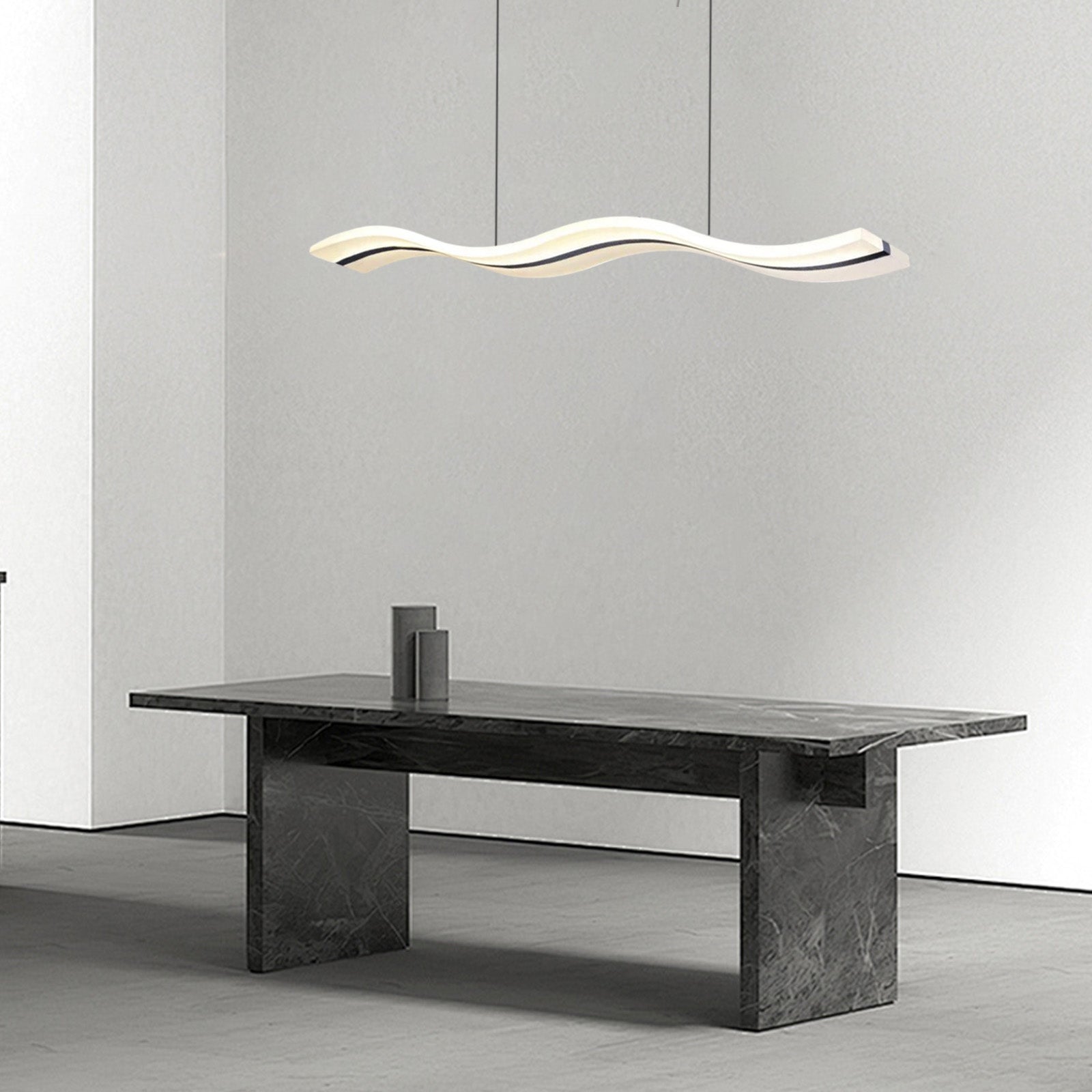 Minimalist White Pendant Light Acrylic Wave Dining Room