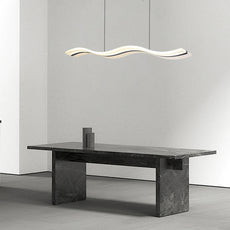 Minimalist White Pendant Light Acrylic Wave Dining Room