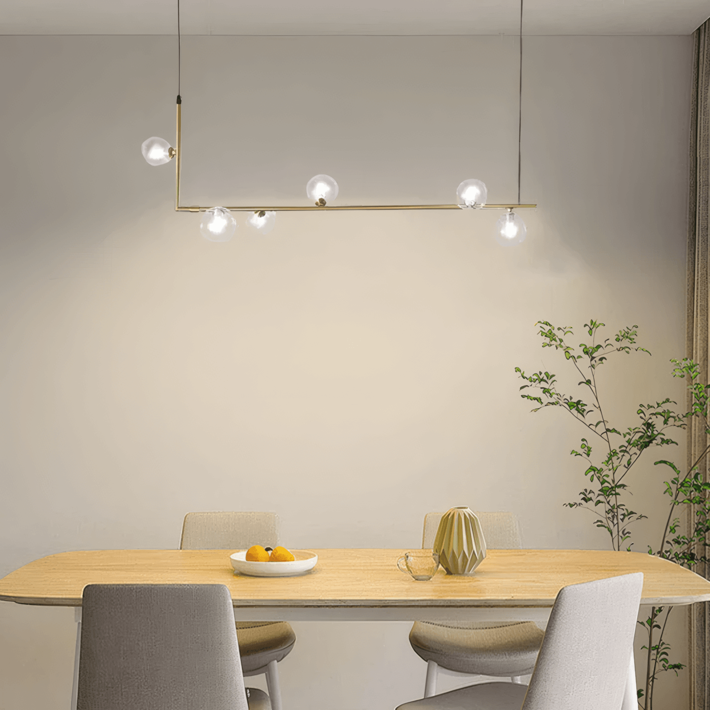 Modern Black/Gold Pendant Light Metal Glass Linear Kitchen