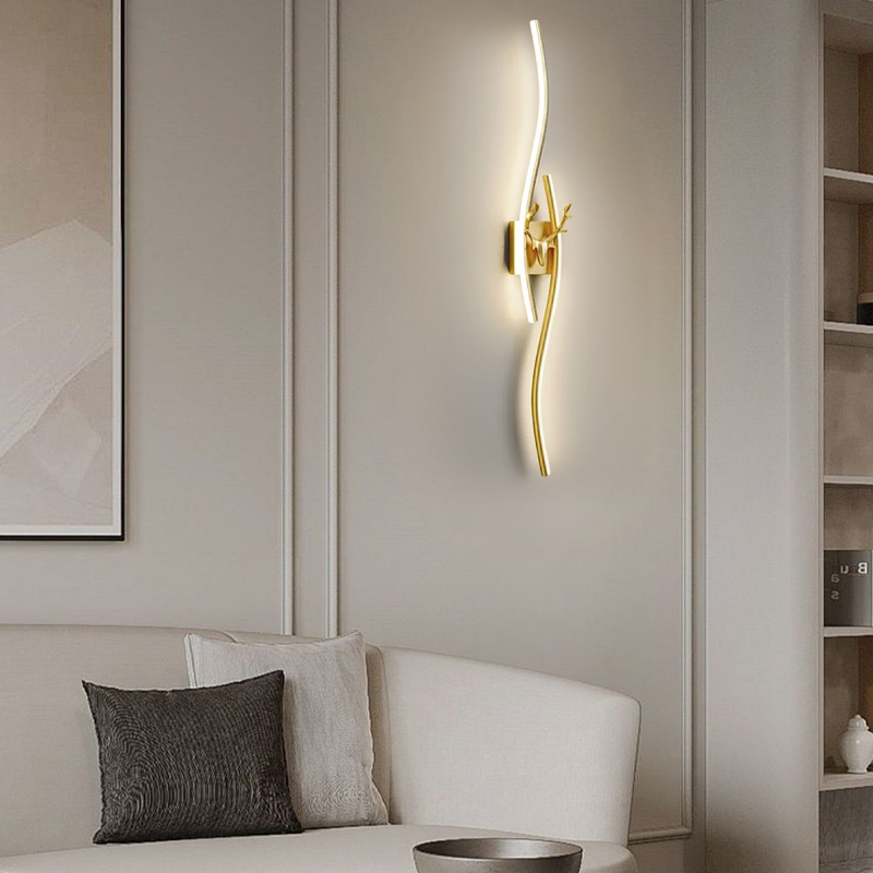 Morden Black/Gold Metal Wall Lamp  Linear Living Room