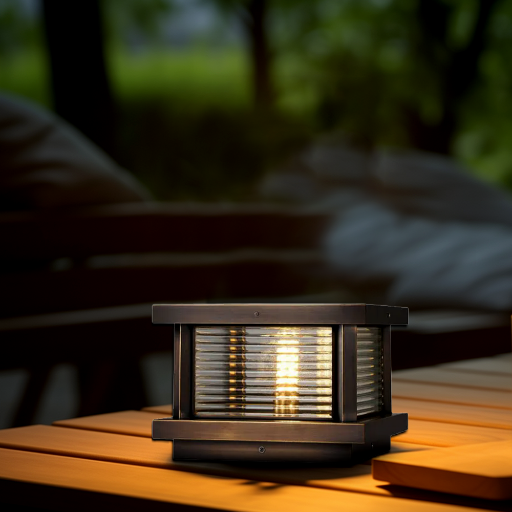 Modern Black/Brass/Bronze Outdoor Lamp Metal Glass Square Outdoor