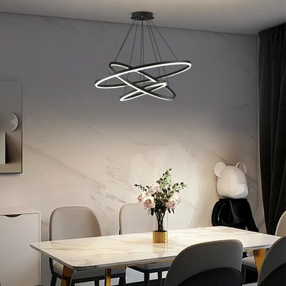 Modern Black Pendant Light Metal Acrylic Living Room