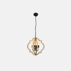 Vintage Easter Wood Candle 4-Light Chandelier Lantern Shape Dining Room