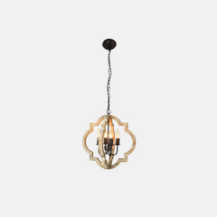 Vintage Easter Wood Candle 4-Light Chandelier Lantern Shape Dining Room