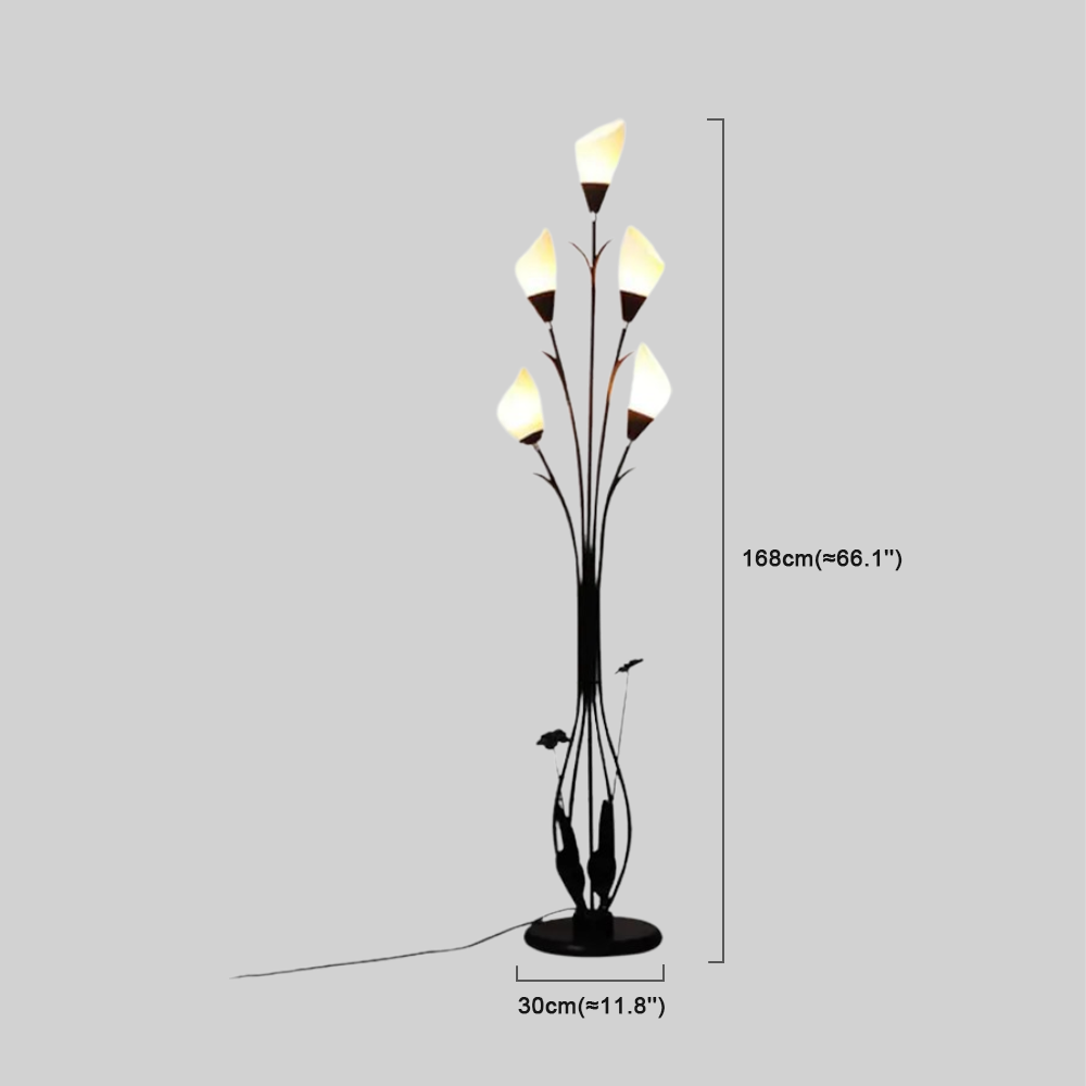 Art Deco Black Flower Floor Lamp Dimension