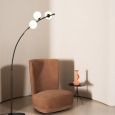 Minimalist Black Arc 3 Spherical Bulbs Floor Lamp Living Room Corner