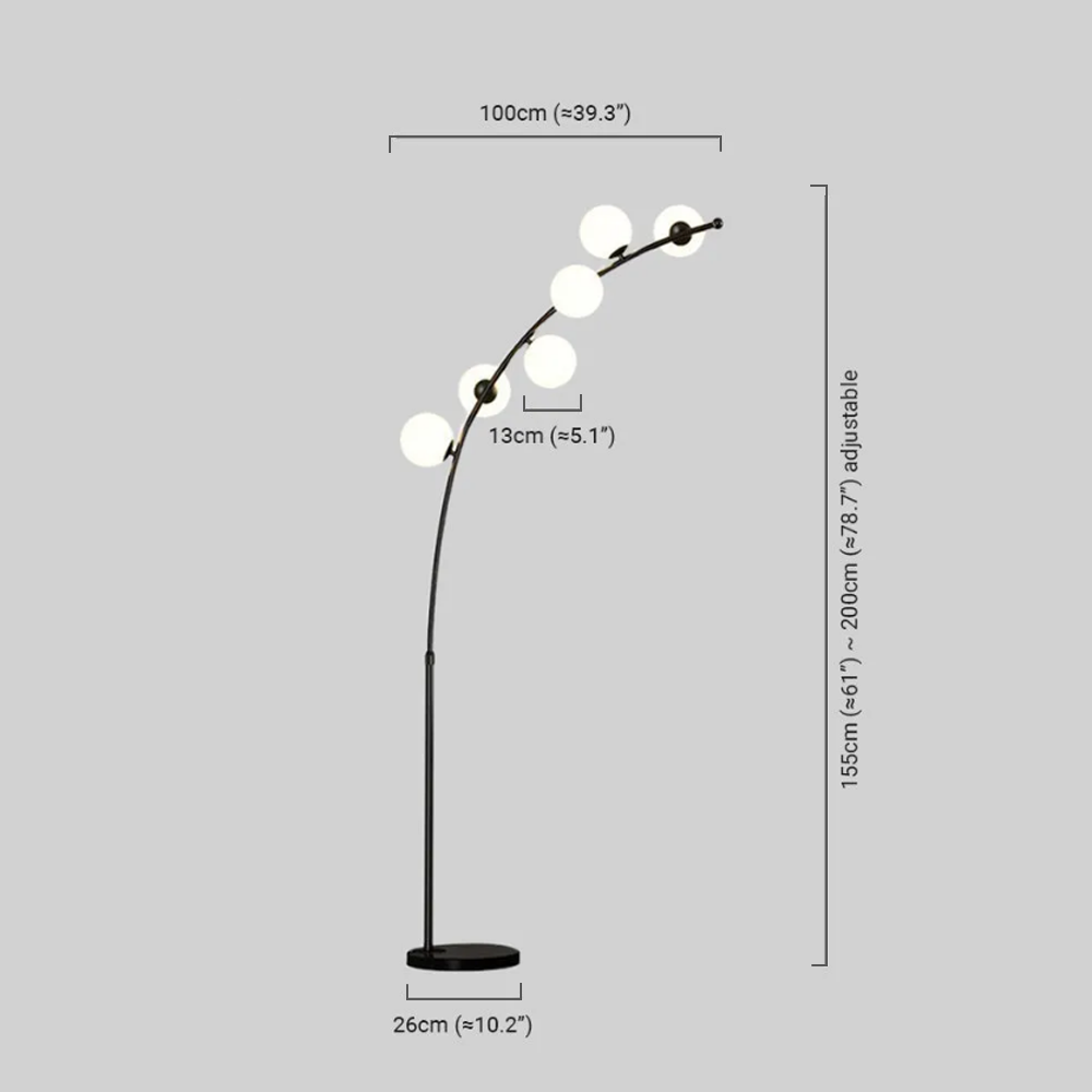 Minimalist Black Arc Floor Lamp Dimension