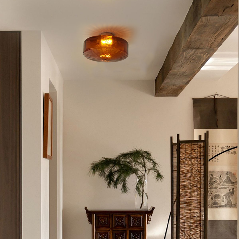 Modern Metal Round Brown Ceiling Light Living Room